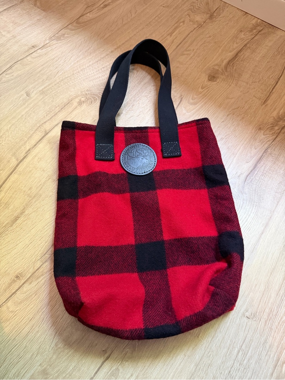 Duluth Pack Red Black Wool Plaid Tote